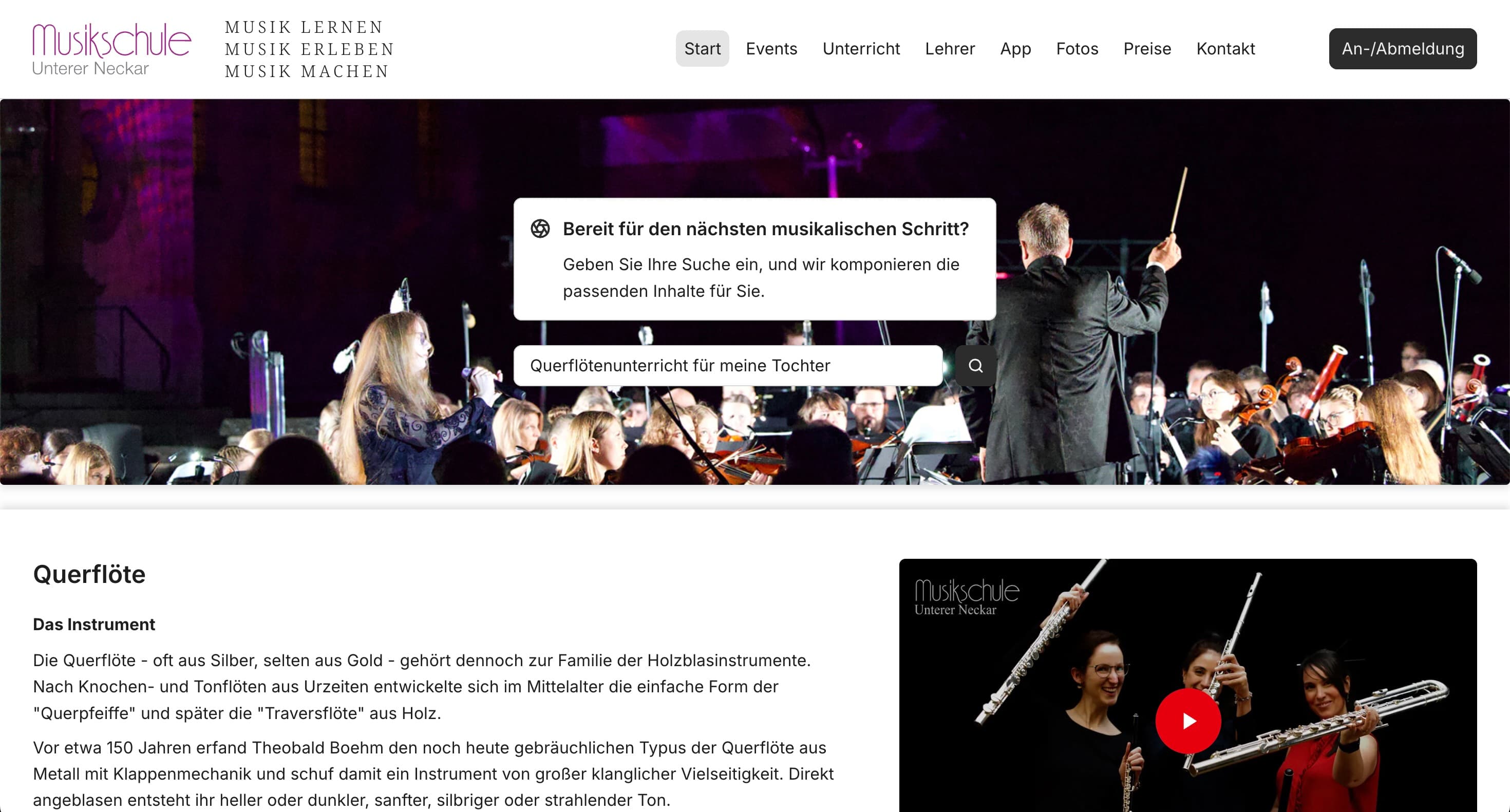 CMS Interface / Suche Mockup
